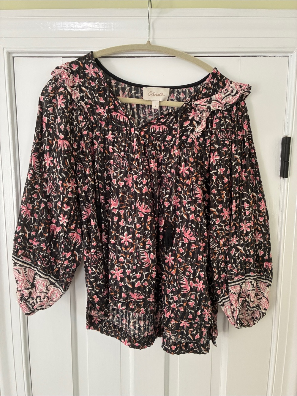 Cleobella Black and Pink Floral Tunic Top
